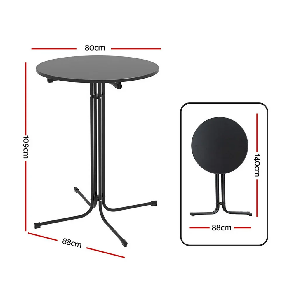 Outdoor Bar Table Round Folding Desk Top 109cm Patio Furniture Black - Image 5