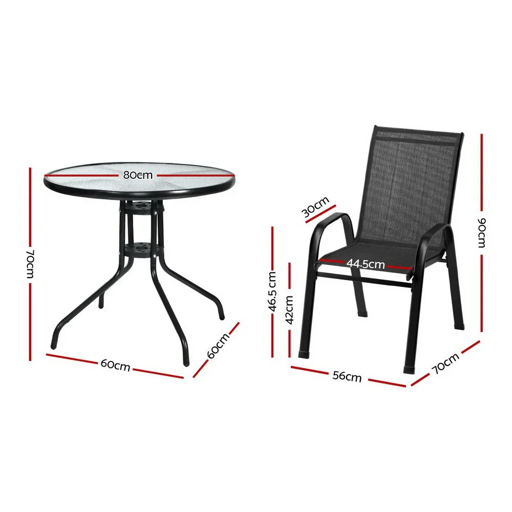 Outdoor Dining Set Table and Chairs Patio Garden Furniture Bistro Set - Image 2