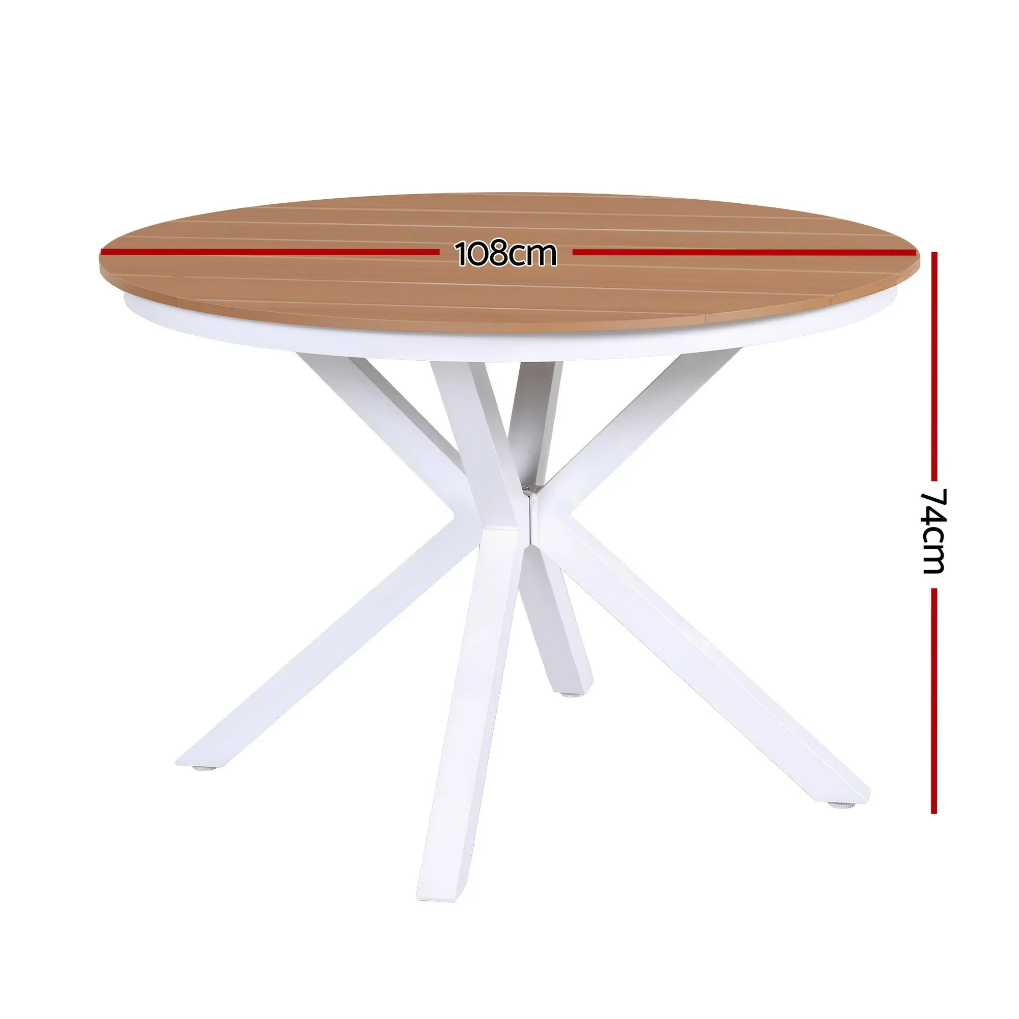 Outdoor Dining Table 108CM Aluminum Frame WPC Top Desk Patio Furniture - Image 2