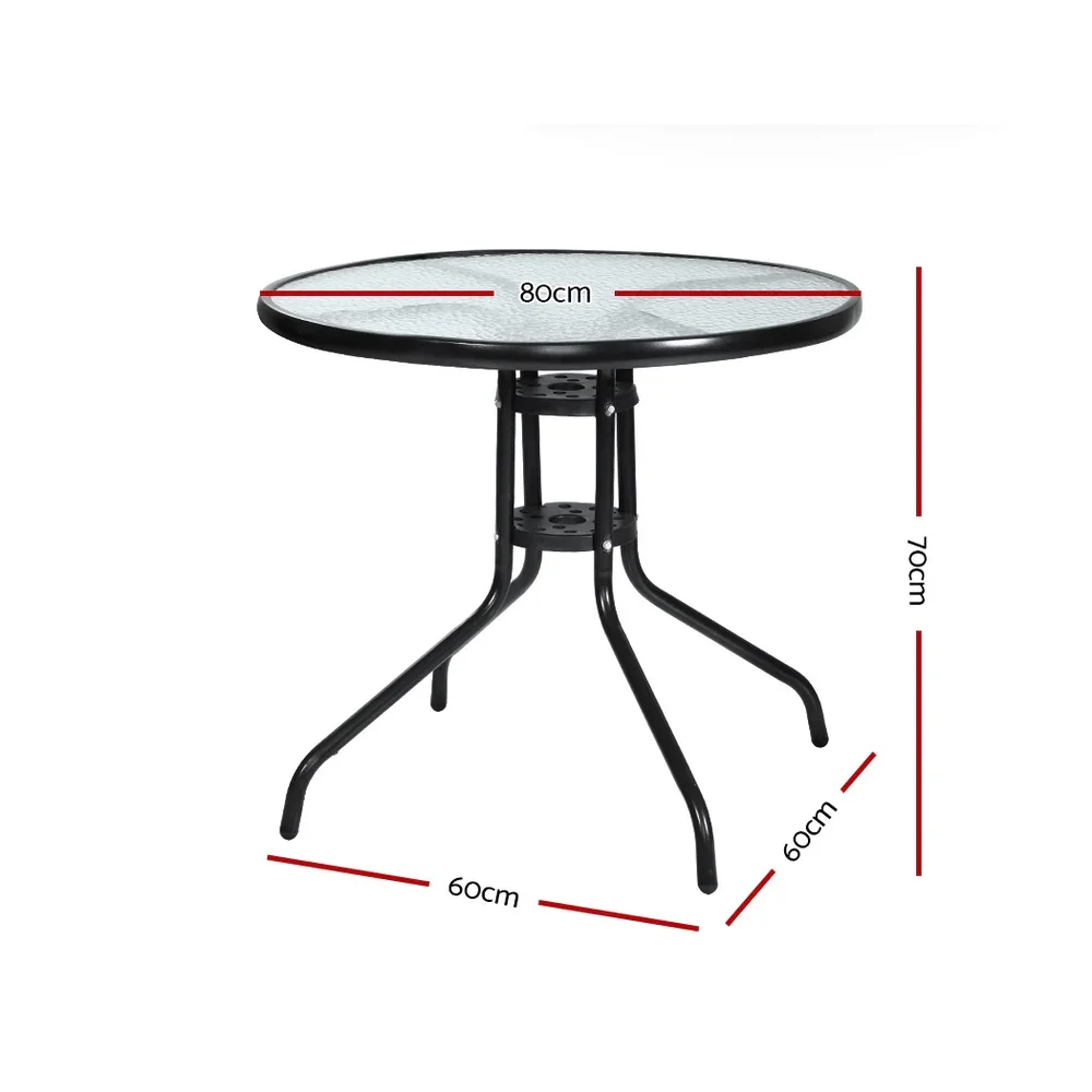 Outdoor Bar Table Glass Cafe Table Steel Side Parasol Hole - Image 2