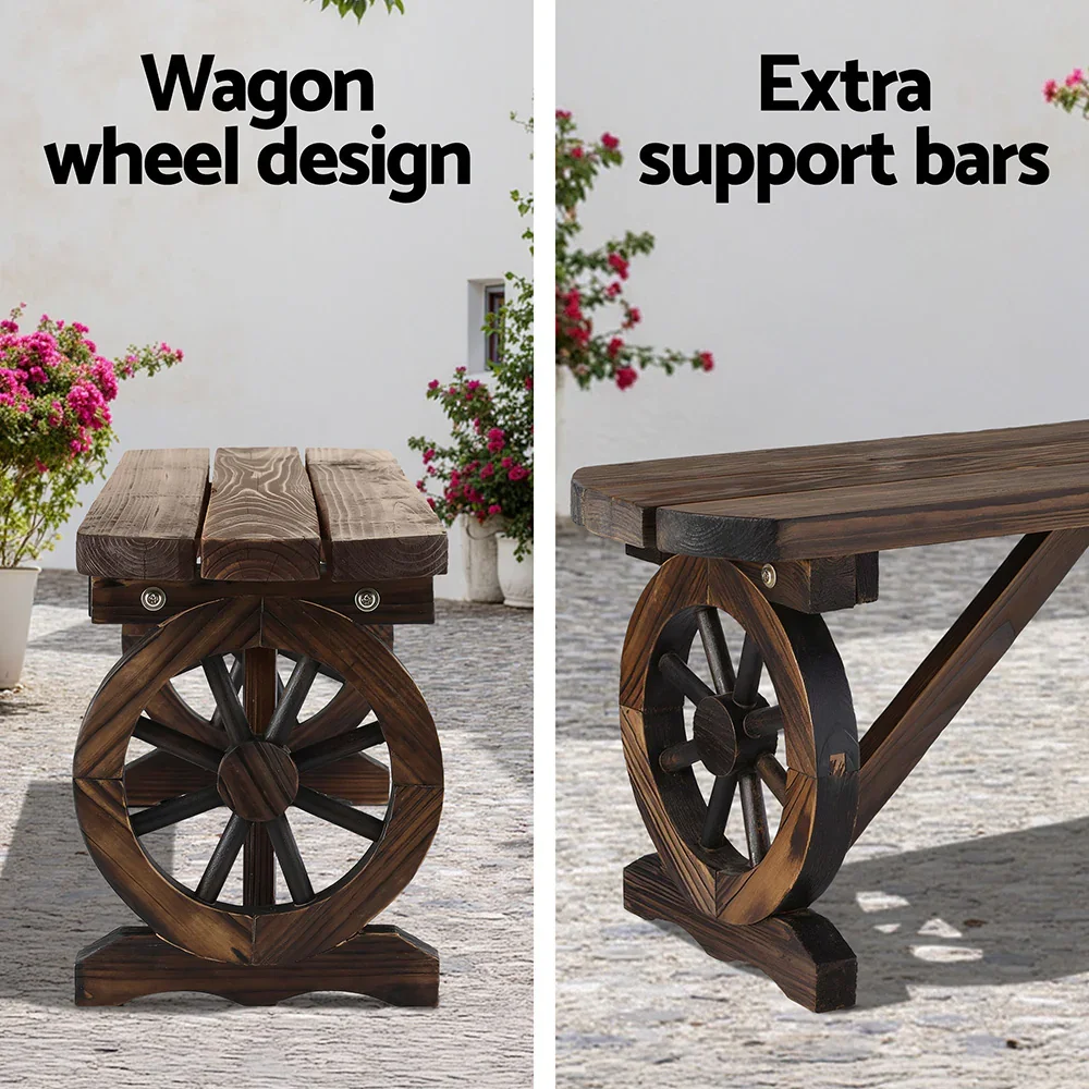 Outdoor Garden Bench Seat Wooden Patio Furniture Wagon Dining Chair - Image 3