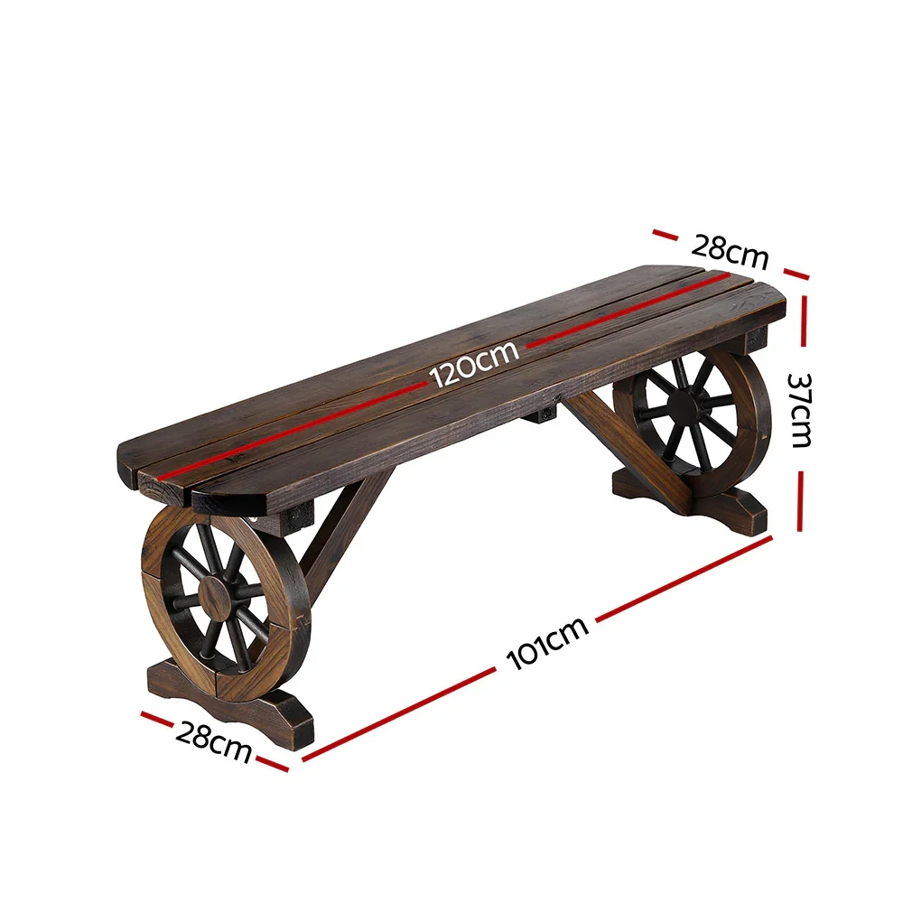 Outdoor Garden Bench Seat Wooden Patio Furniture Wagon Dining Chair - Image 5