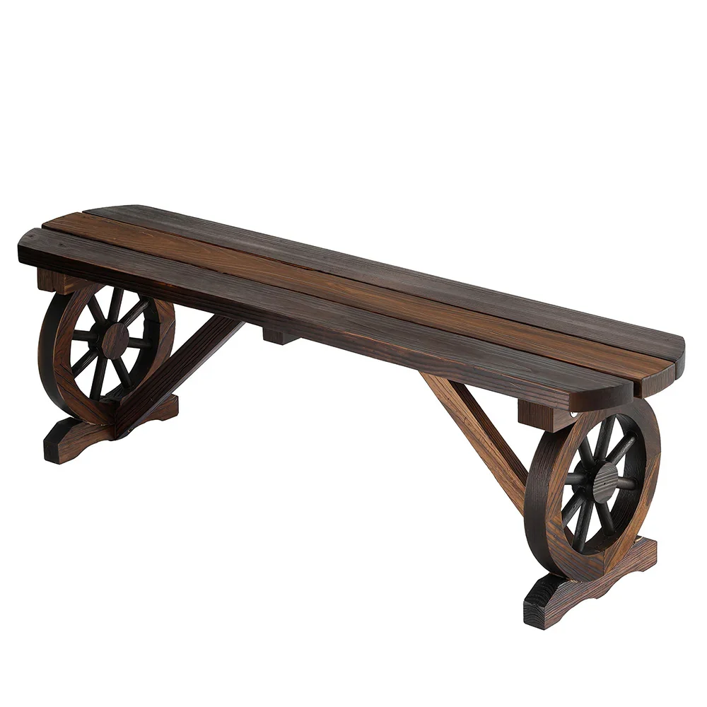 Outdoor Garden Bench Seat Wooden Patio Furniture Wagon Dining Chair - Image 6