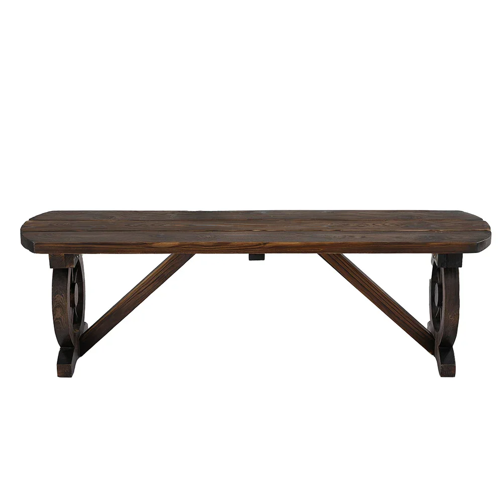Outdoor Garden Bench Seat Wooden Patio Furniture Wagon Dining Chair - Image 7
