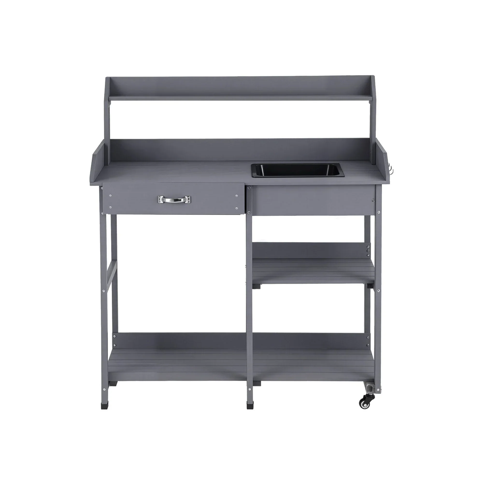 Outdoor Potting Bench Table Storage Cabinet Potters Garden Workstation Grey - Image 7