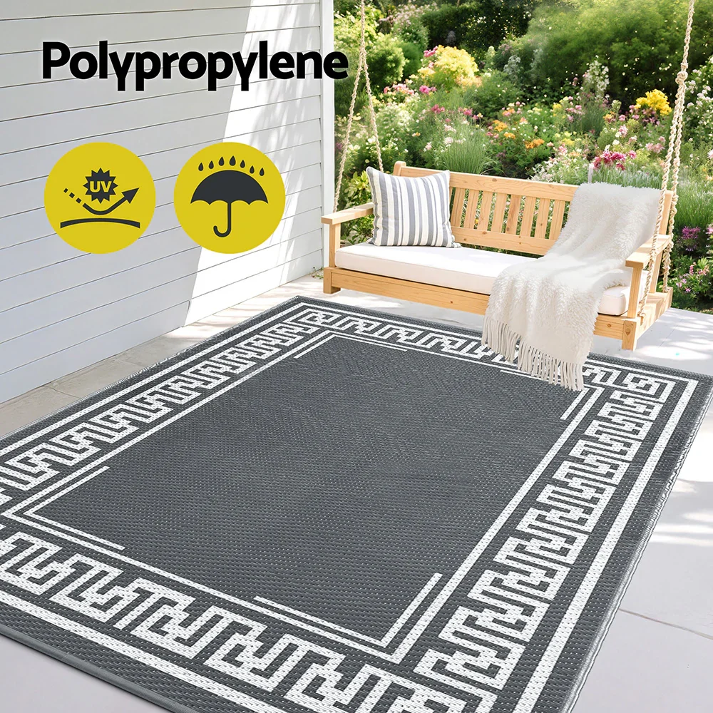 Outdoor Rugs 152x244cm Large Carpet Reversible Area Mat PP Dual-Sided Patio Rug Greek Key - Image 5