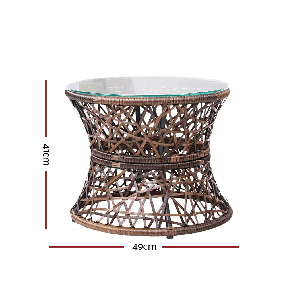 Outdoor Lounge Setting Furniture Wicker Papasan Chairs Table Patio Brown - Image 3