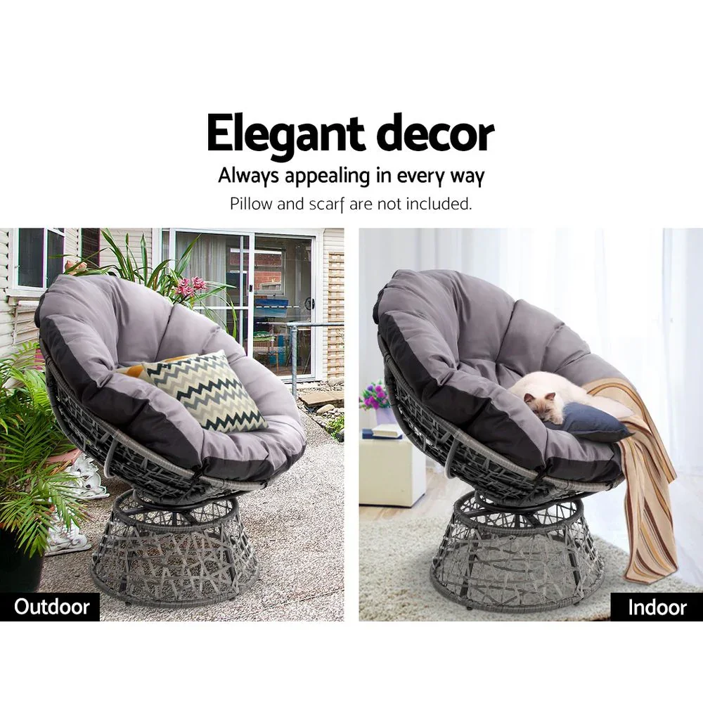 Outdoor Chairs Outdoor Furniture Papasan Chair Wicker Patio Garden Grey - Image 6
