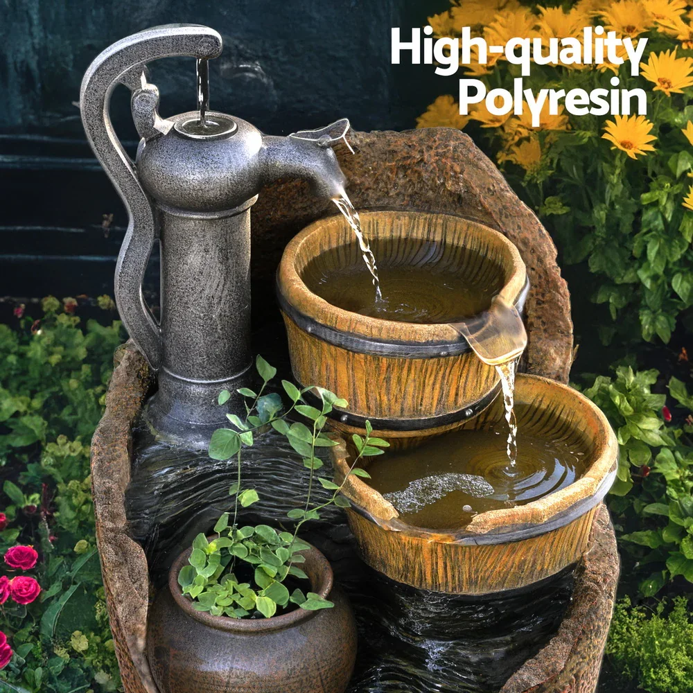 Solar Fountain Water Feature Outdoor Cascading Hand Pump Design 80CM - Image 6