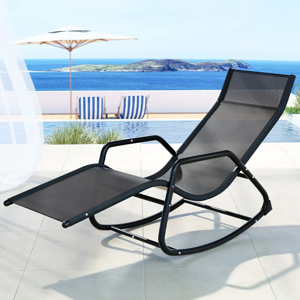 Sun Lounge Rocking Chair Outdoor Lounger Patio Furniture Pool Garden - Image 7
