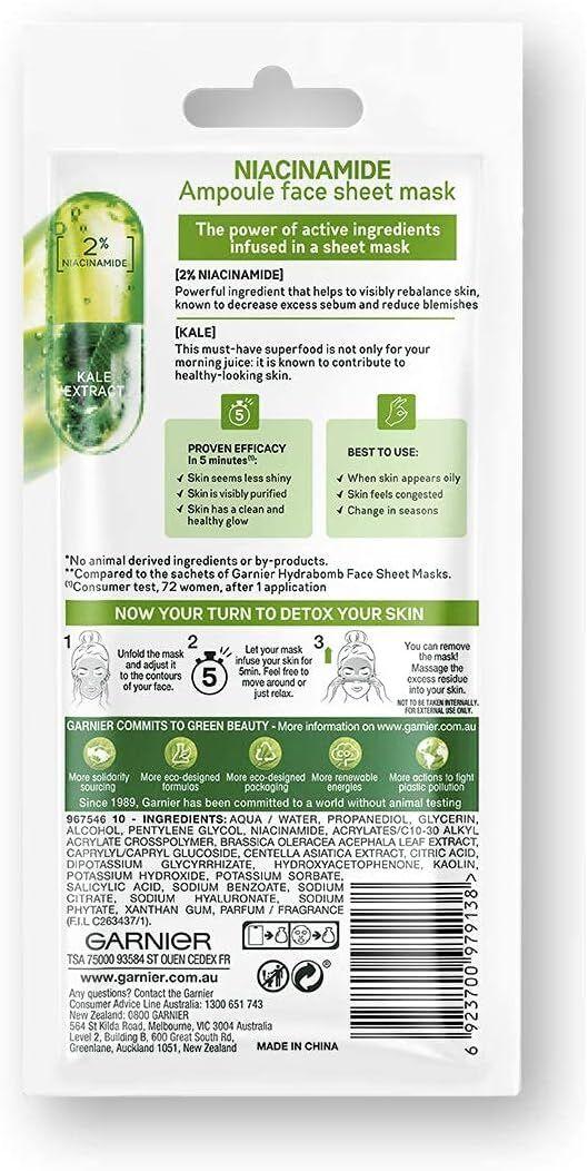 15g Skin Active Ampoule Sheet Mask Kale/ Niacinamide - Image 5
