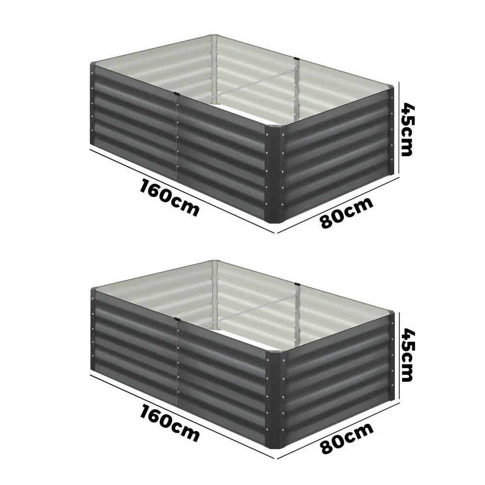 Garden Bed 160x80x45CM Galvanised Steel 2PCS - Image 2