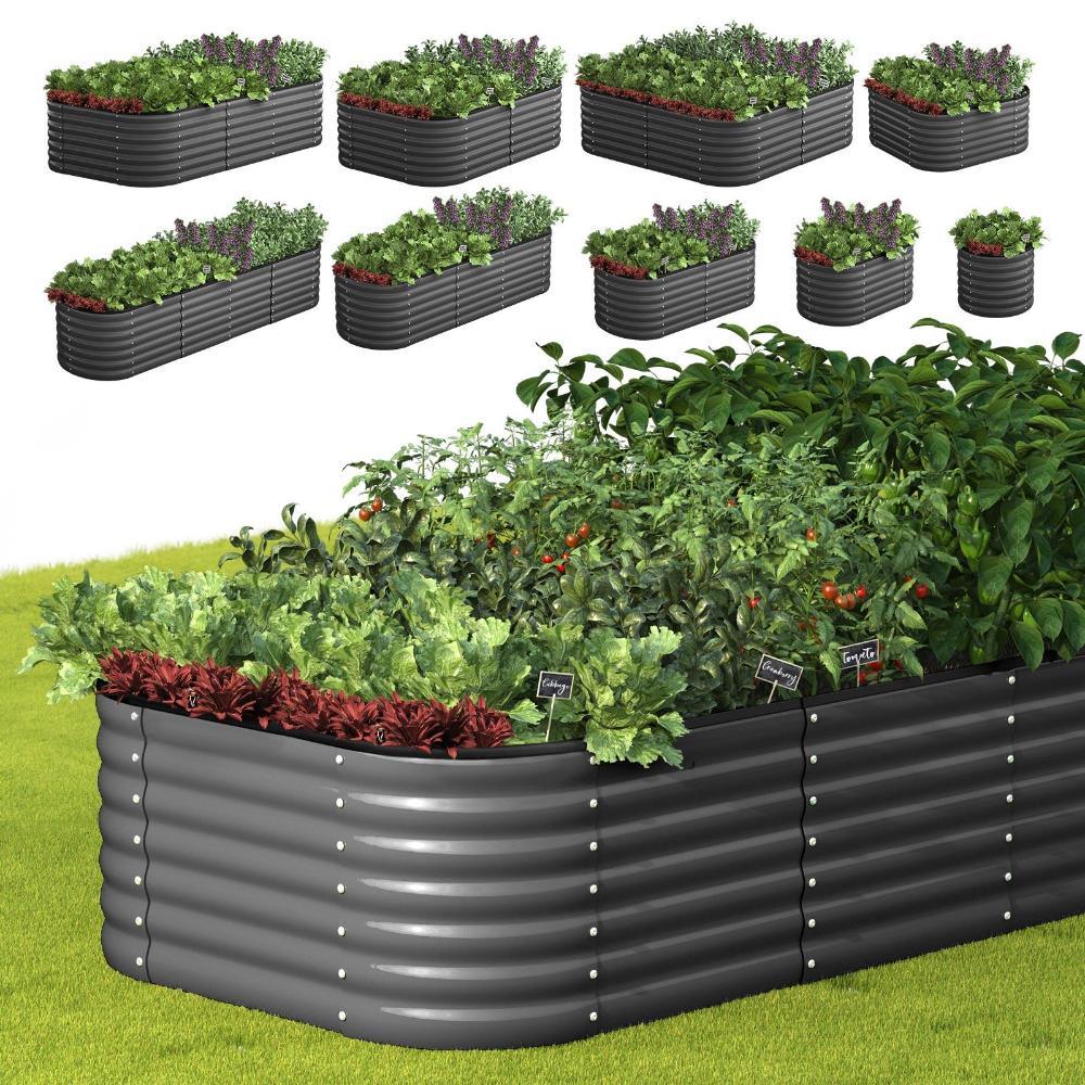 9-IN-1 Raised Garden Bed Oval Galvanised Steel 56CM H - Image 2