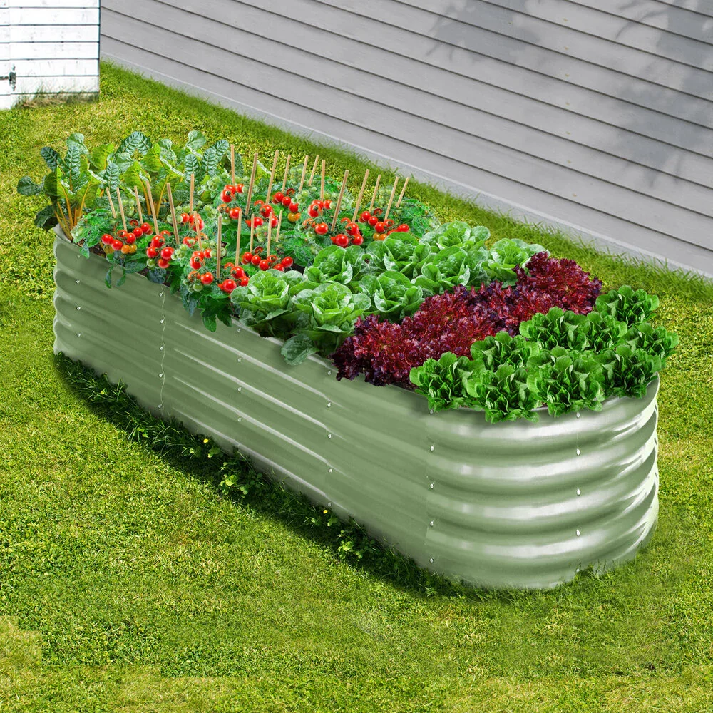 Garden Bed 240x80x42cm Planter Box Raised Container Galvanised Green - Image 2