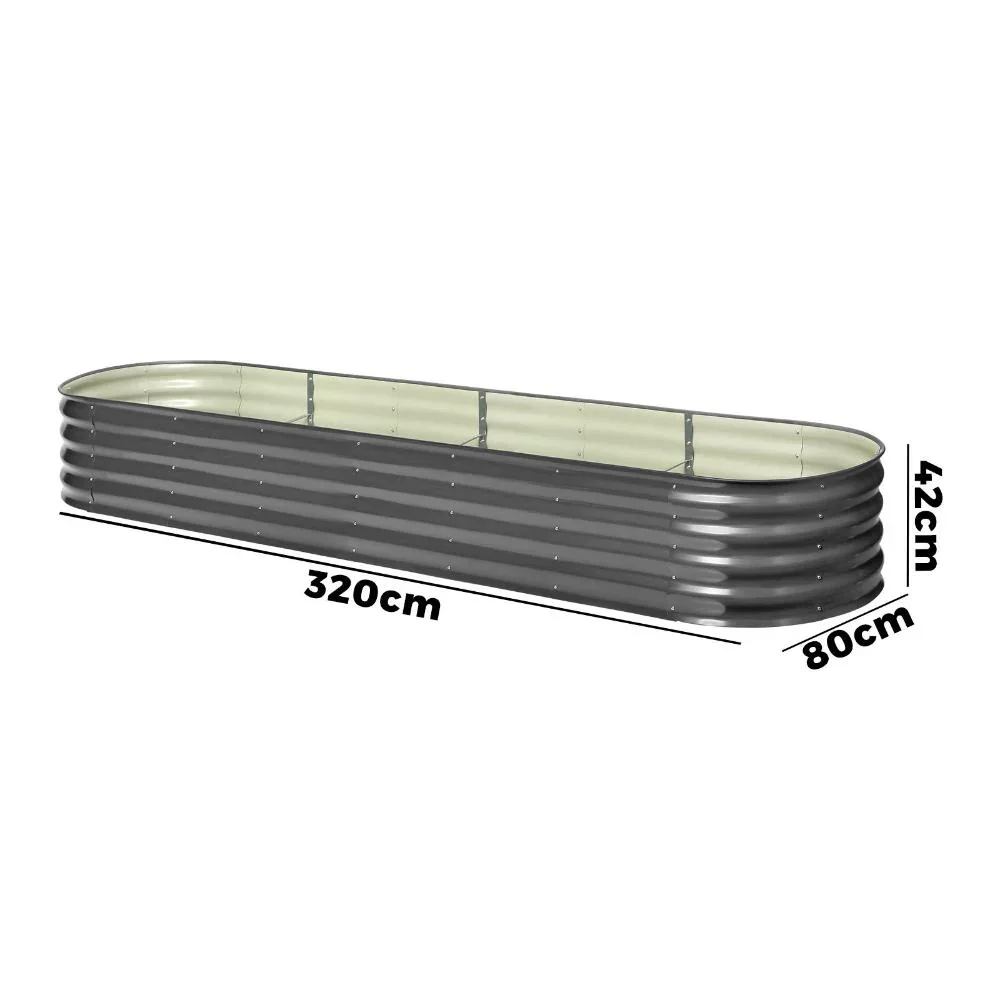 4X Garden Bed Galvanised Raised Garden Bed 320X80X42CM - Image 4