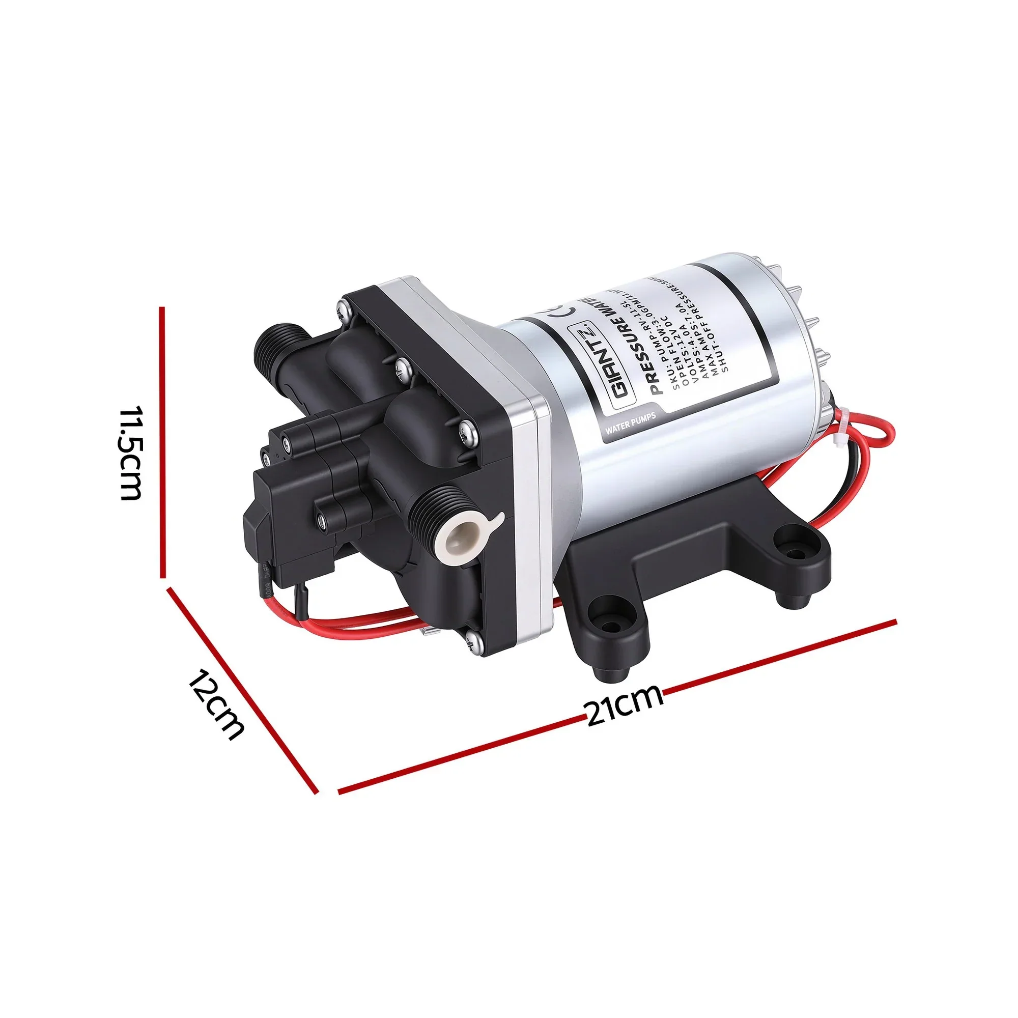 12V DC Water Pump, 11.3LPM 55PSI 3 GPM Self-Priming RV Water Pressure Pump with Automatic Pressure Switch, for RV Marine Camping Yacht Garden Fresh Water Diaphragm, 2088-554-144 Replacement - Image 7