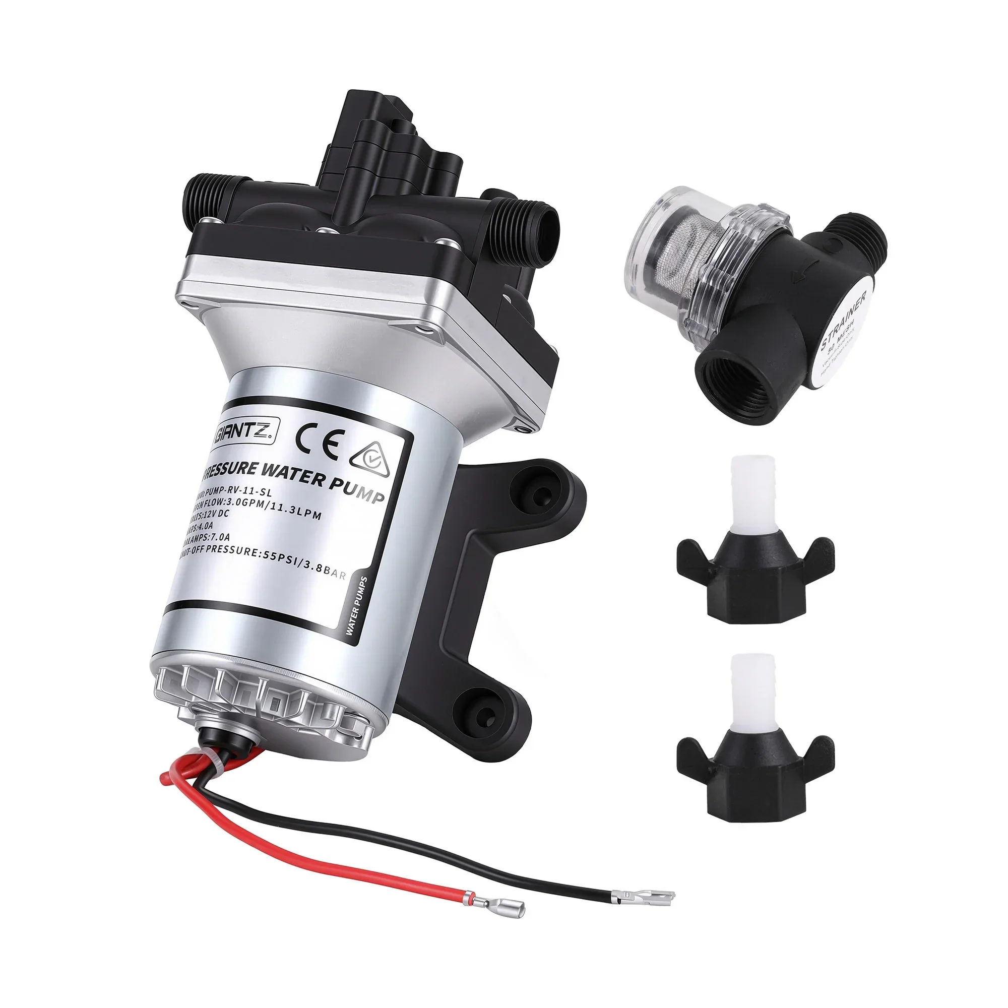 12V DC Water Pump, 11.3LPM 55PSI 3 GPM Self-Priming RV Water Pressure Pump with Automatic Pressure Switch, for RV Marine Camping Yacht Garden Fresh Water Diaphragm, 2088-554-144 Replacement - Image 8
