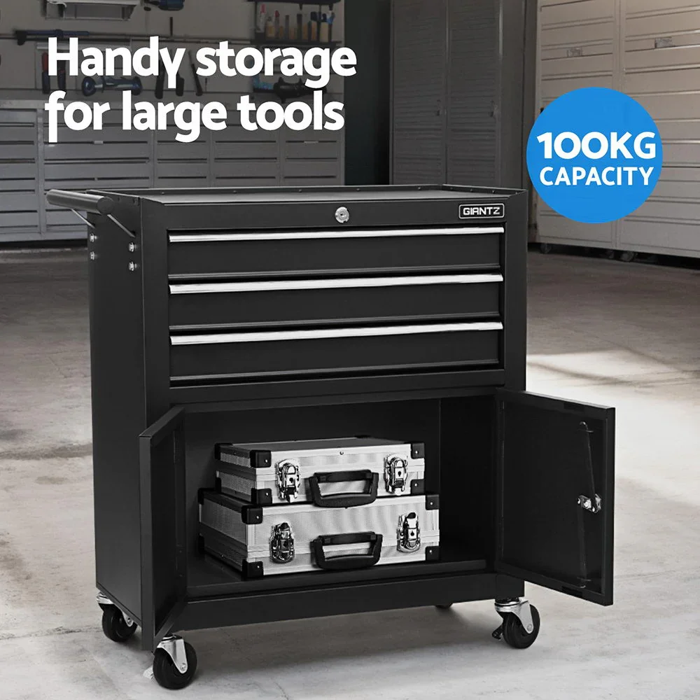 13 Drawer Tool Box Cabinet Chest Toolbox Storage Garage Organiser Black - Image 5