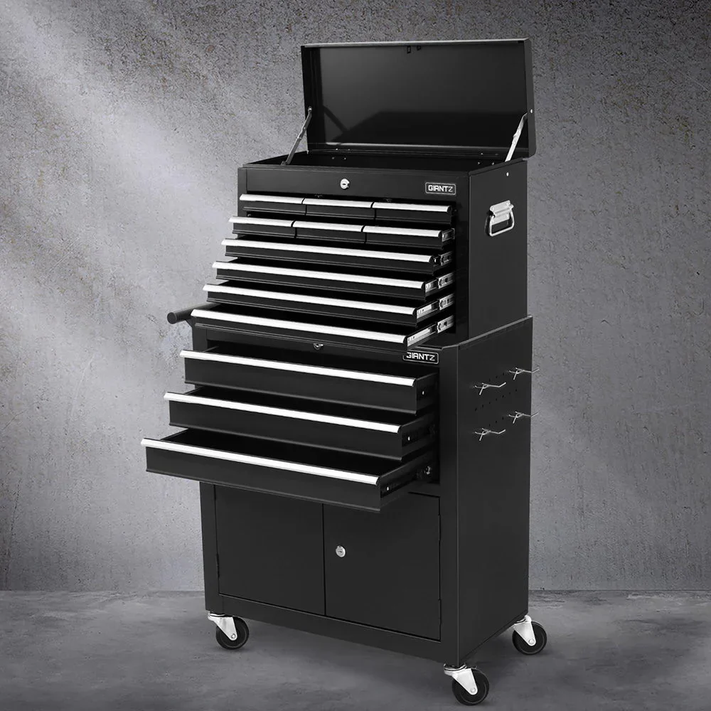 13 Drawer Tool Box Cabinet Chest Toolbox Storage Garage Organiser Black - Image 7
