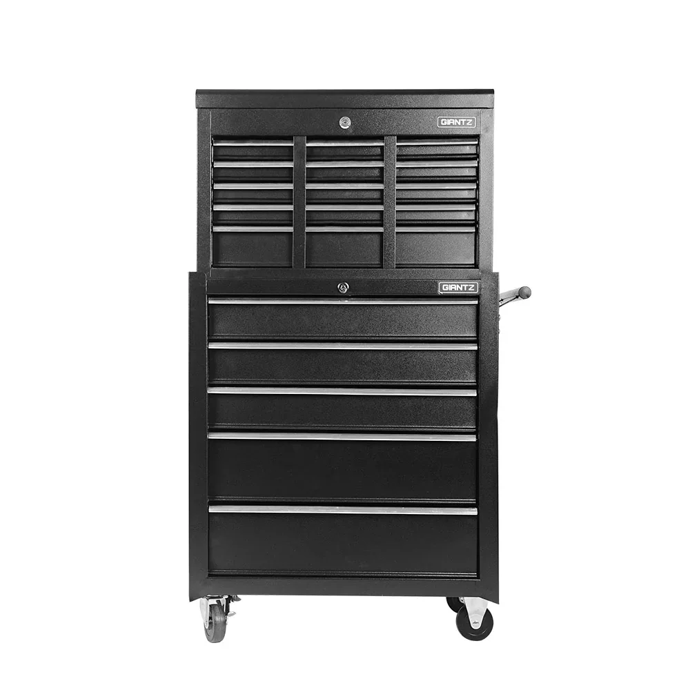 14 Drawer Tool Box Cabinet Chest Mechanic Garage Storage Trolley Black - Image 3