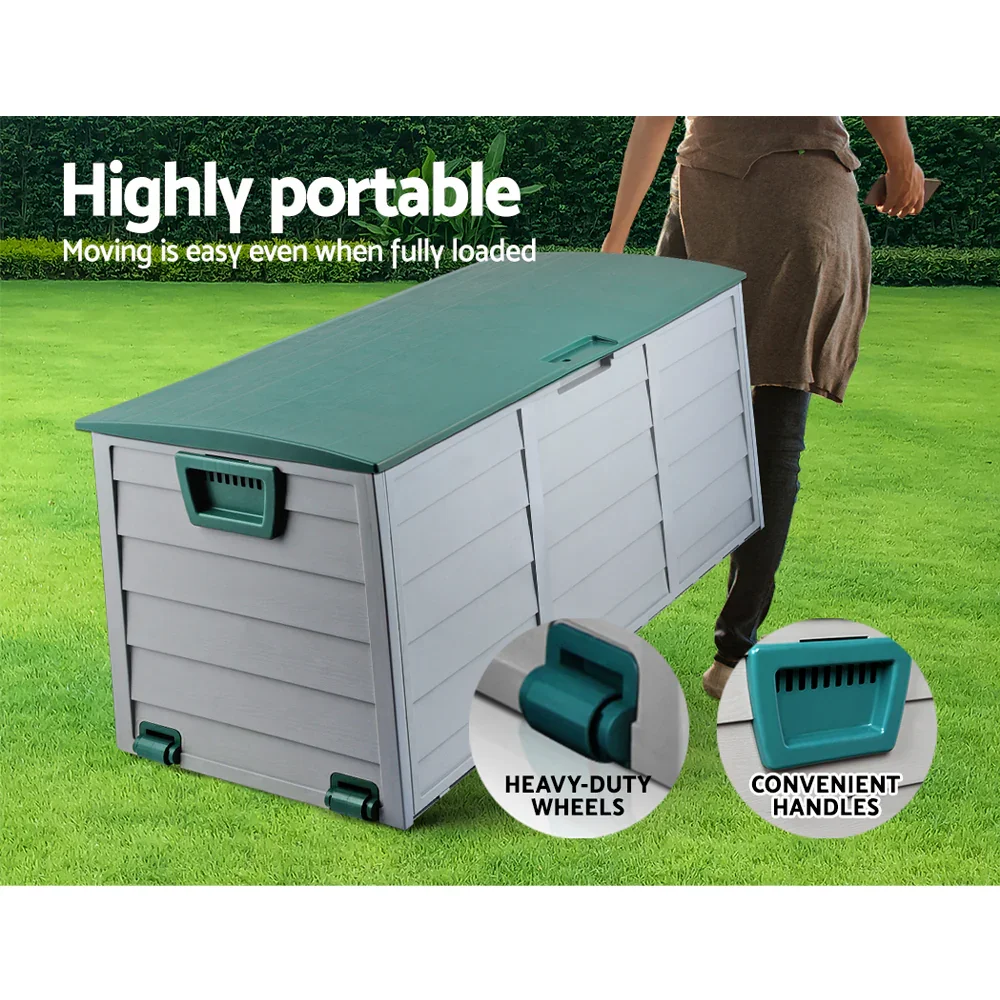Outdoor Storage Box 290L Lockable Organiser Garden Deck Shed Tool Green - Image 4
