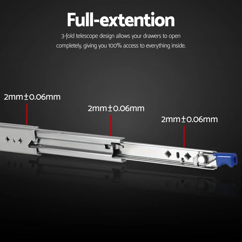 2x Drawer Slides Heavy Duty Full Extension Locking 1150-2300mm Length - Image 5