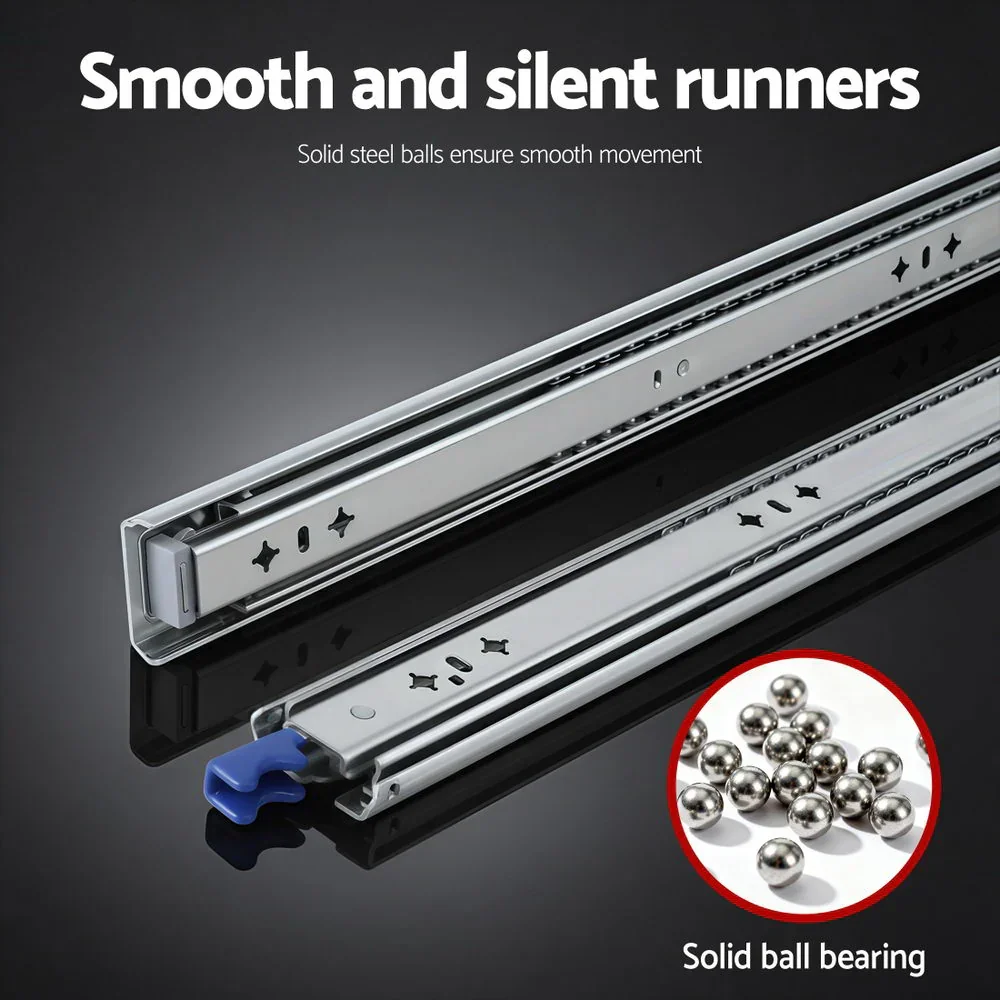 2x Drawer Slides Heavy Duty Full Extension Locking 700-1400mm Length - Image 6