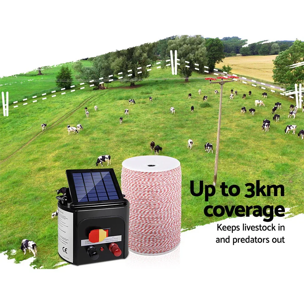 Fence Energiser 3KM Solar Powered Electric 2KM Poly Wire - Image 6