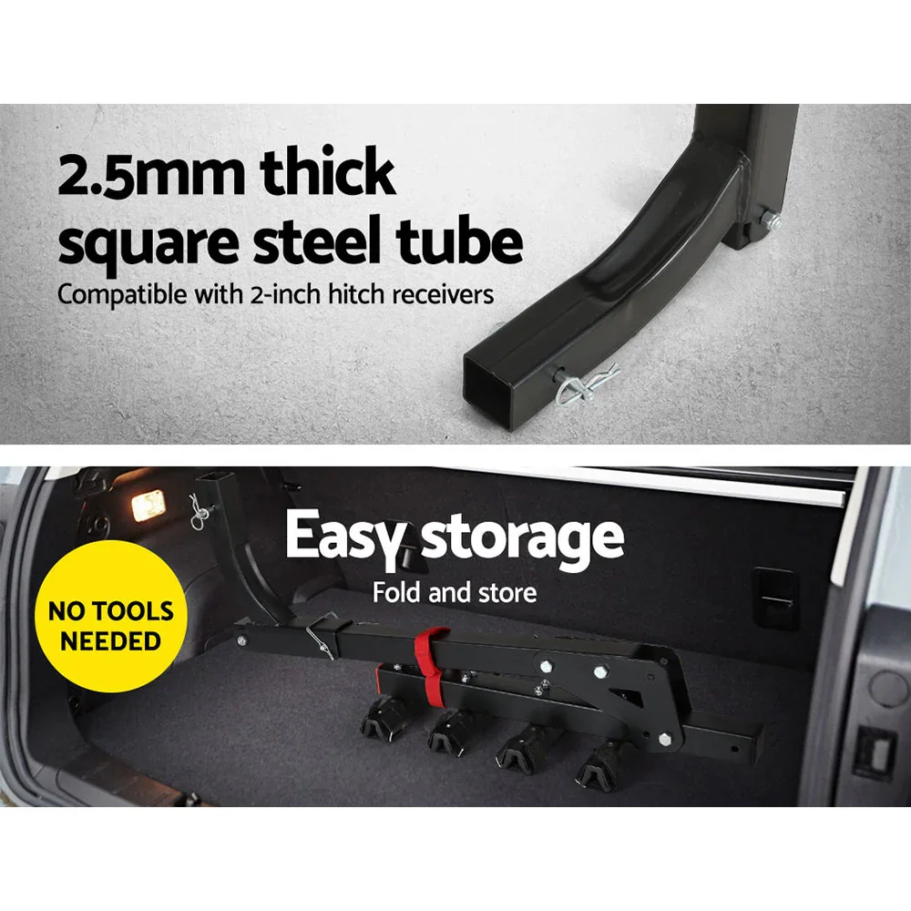 4 Bicycle Bike Carrier Rack Car 2" Hitch Mount Foldable Black, 4 Bicycle Bike Carrier Rack Car 2" Hitch Mount Foldable Black - Image 6