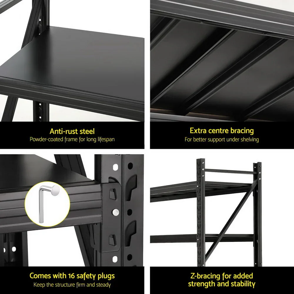 4Mx2.4M Garage Shelving Warehouse Rack Black - Image 6