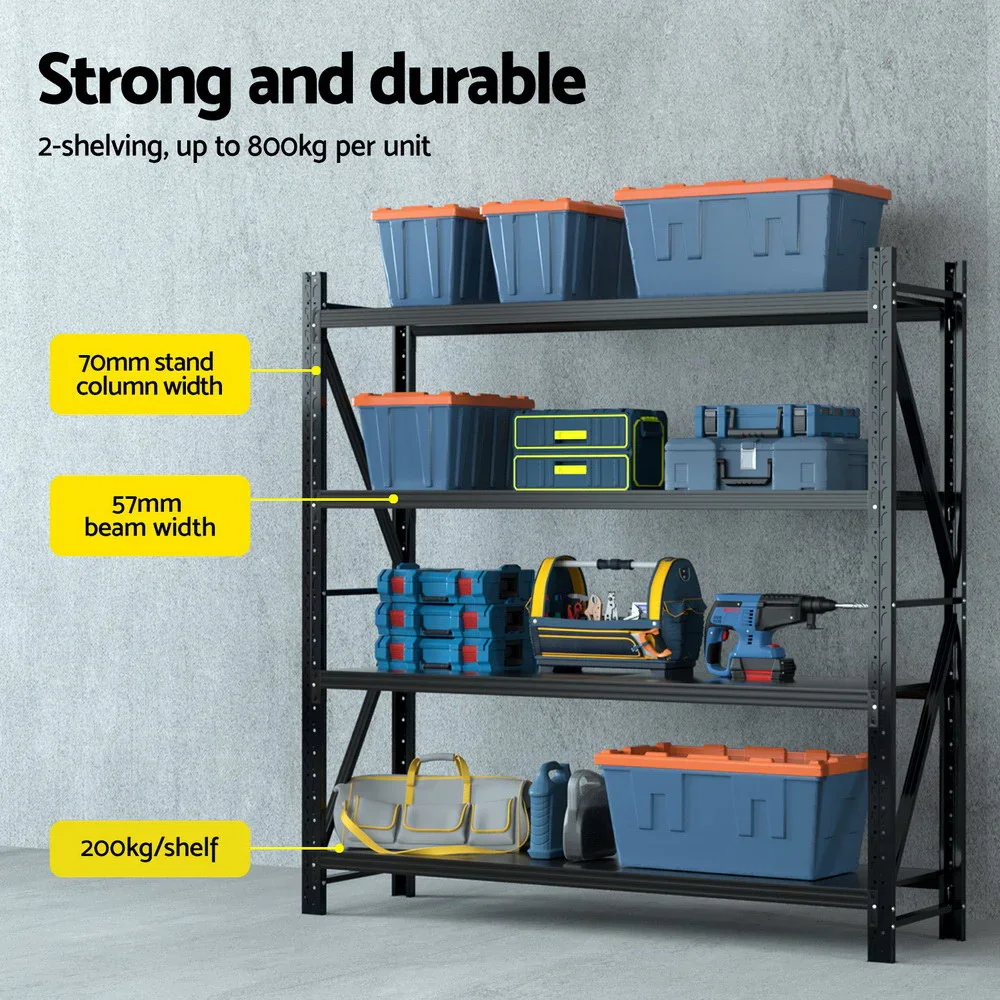 4Mx2M Garage Shelving Warehouse Rack Black - Image 4