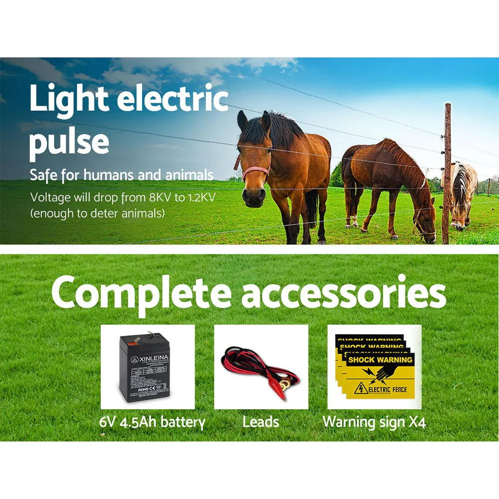 Fence Energiser 5KM Solar Powered 0.15J Electric Fencing Charger - Image 5
