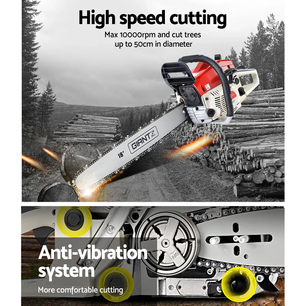 Chainsaw Petrol 75CC 18" Bar Commercial E-Start Pruning Chain Saw - Image 3