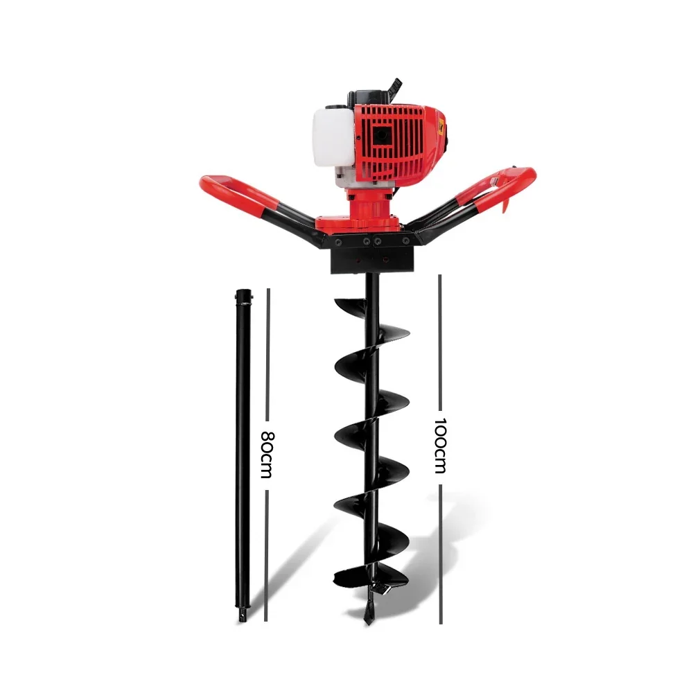 80CC Post Hole Digger 200mm Petrol Drill Extension Bits Auger - Image 2