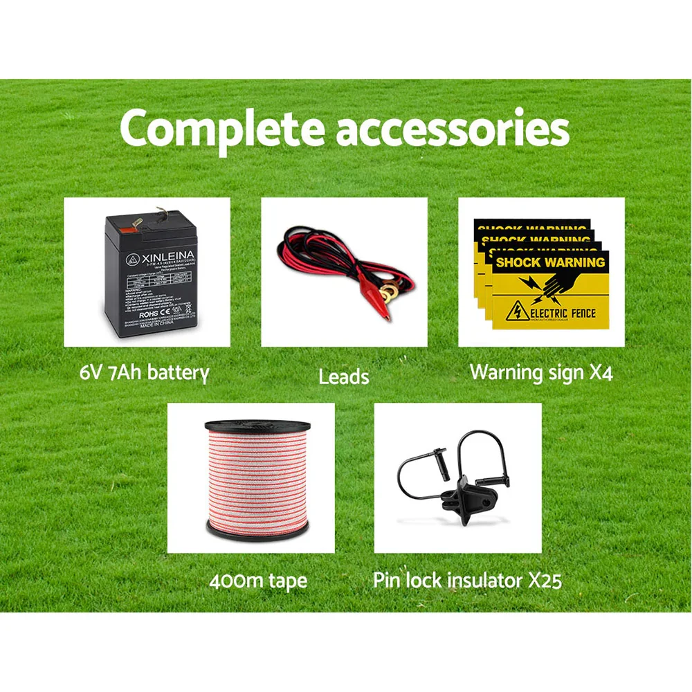 Fence Energiser 8KM Solar Powered Electric 400M Poly Tape Insulator - Image 6