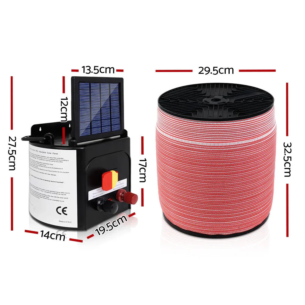 Fence Energiser 5KM Solar Powered Electric 2000M Poly Tape - Image 2
