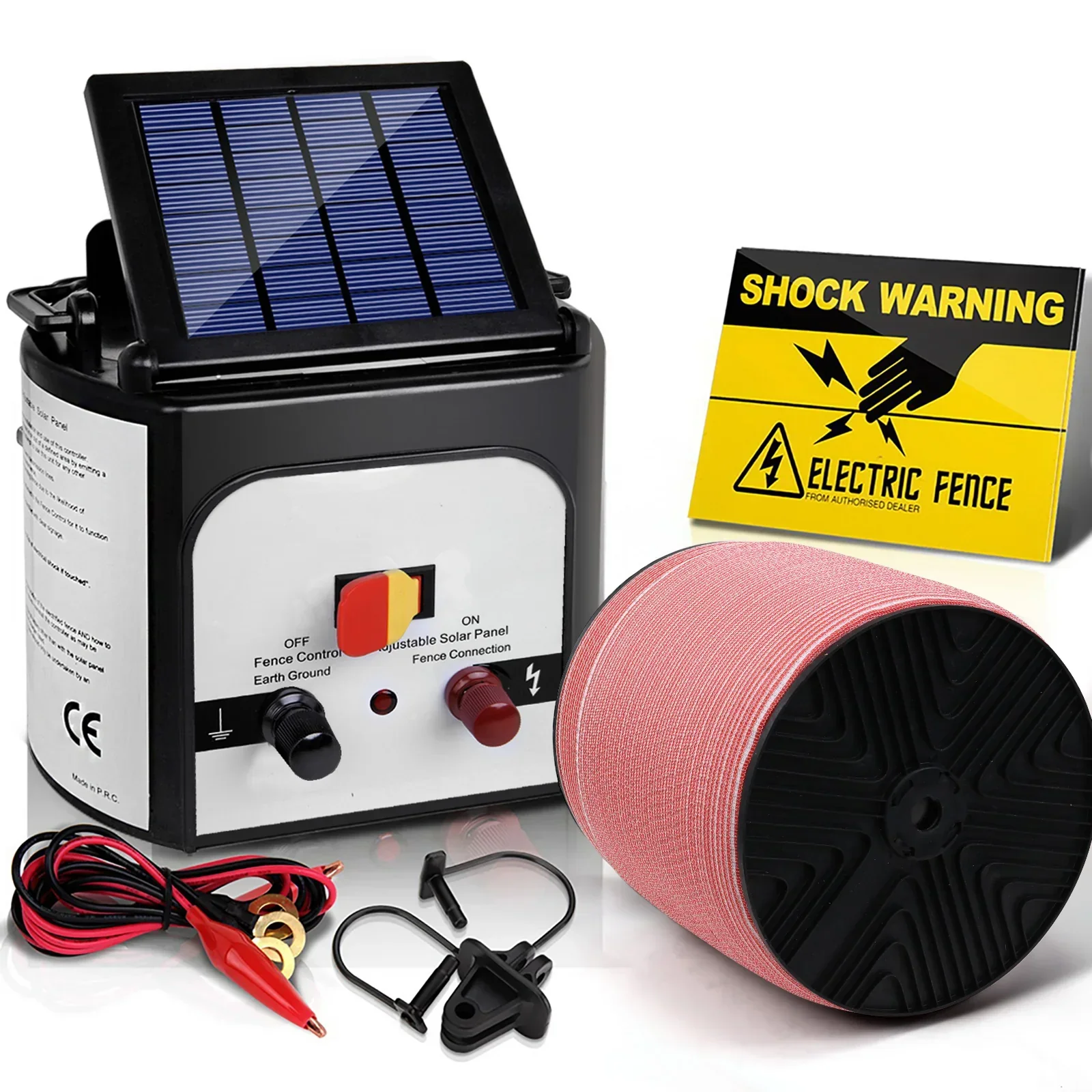Fence Energiser 8KM Solar Powered Electric 2000M Poly Tape