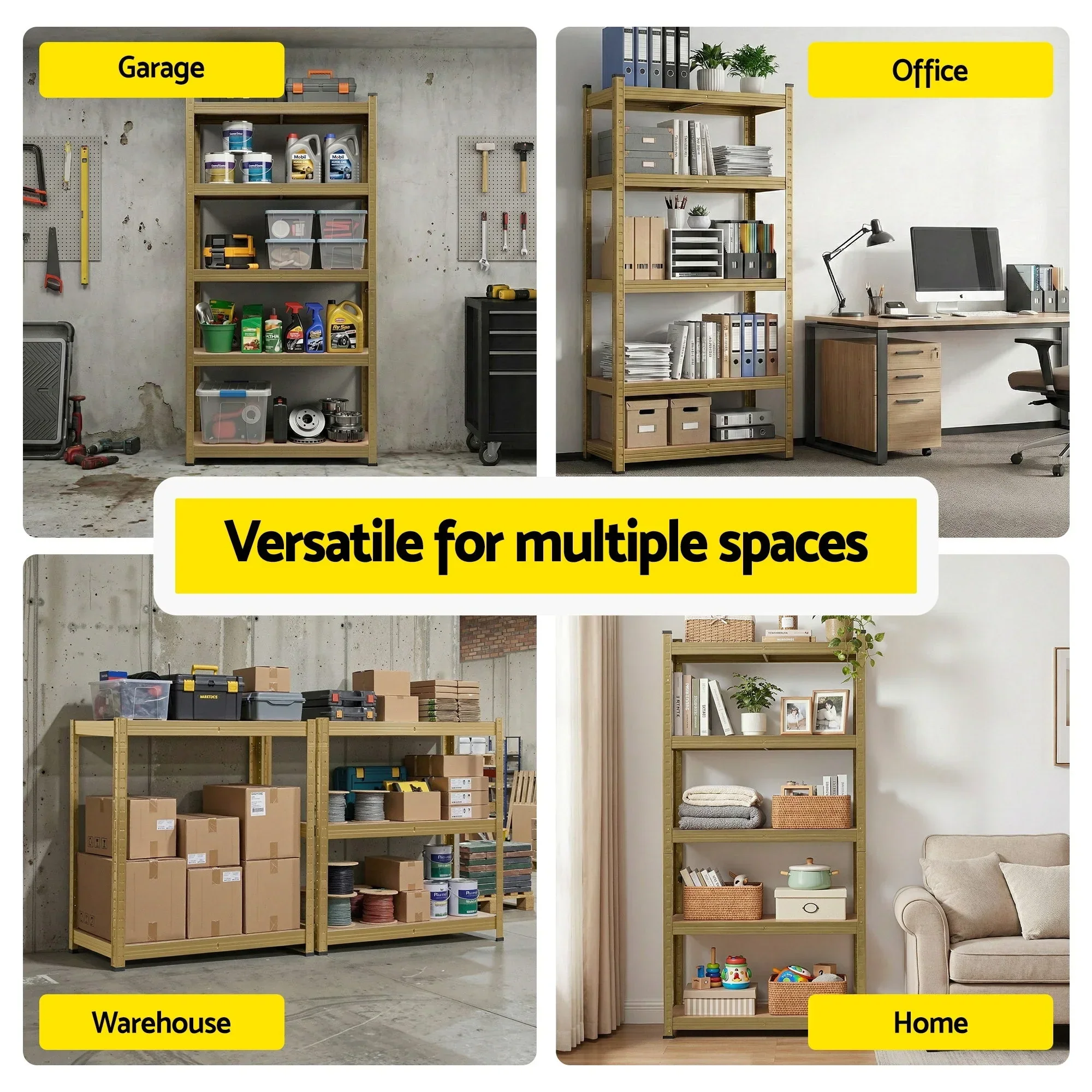 Garage Shelving 1.6X0.8m Warehouse Shelves Storage Rack Pallet Racking Yellow - Image 7