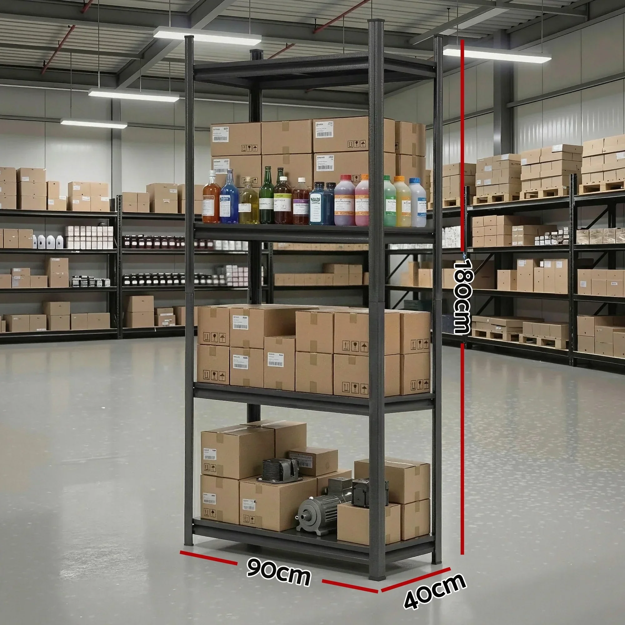 Garage Shelving 1.8X0.9m Warehouse Rack Storage Shelves Workshop Racks Steel - Image 3