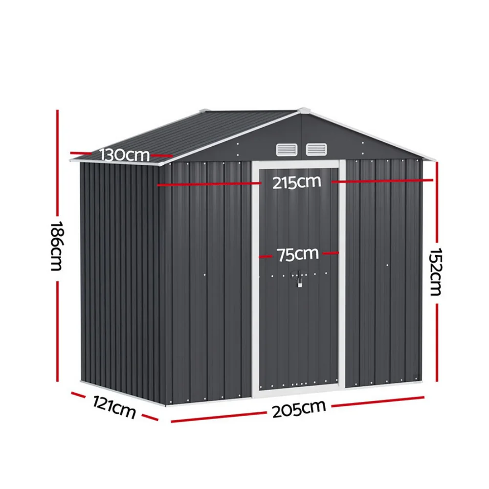 Garden Shed Outdoor Storage 2.15x1.3M Tool Workshop House Shelter Sliding Door - Image 2
