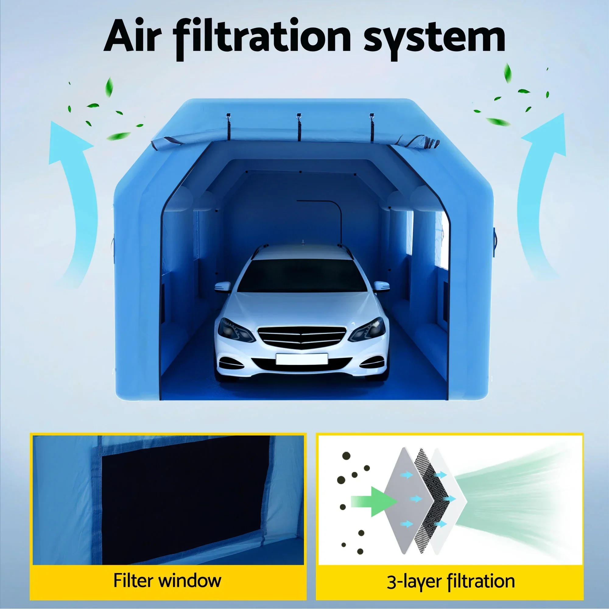 Inflatable Spray Booth Car Paint Tent 8.5x4.8m 2 Blowers Filter Mobile Garage Workstation - Image 6