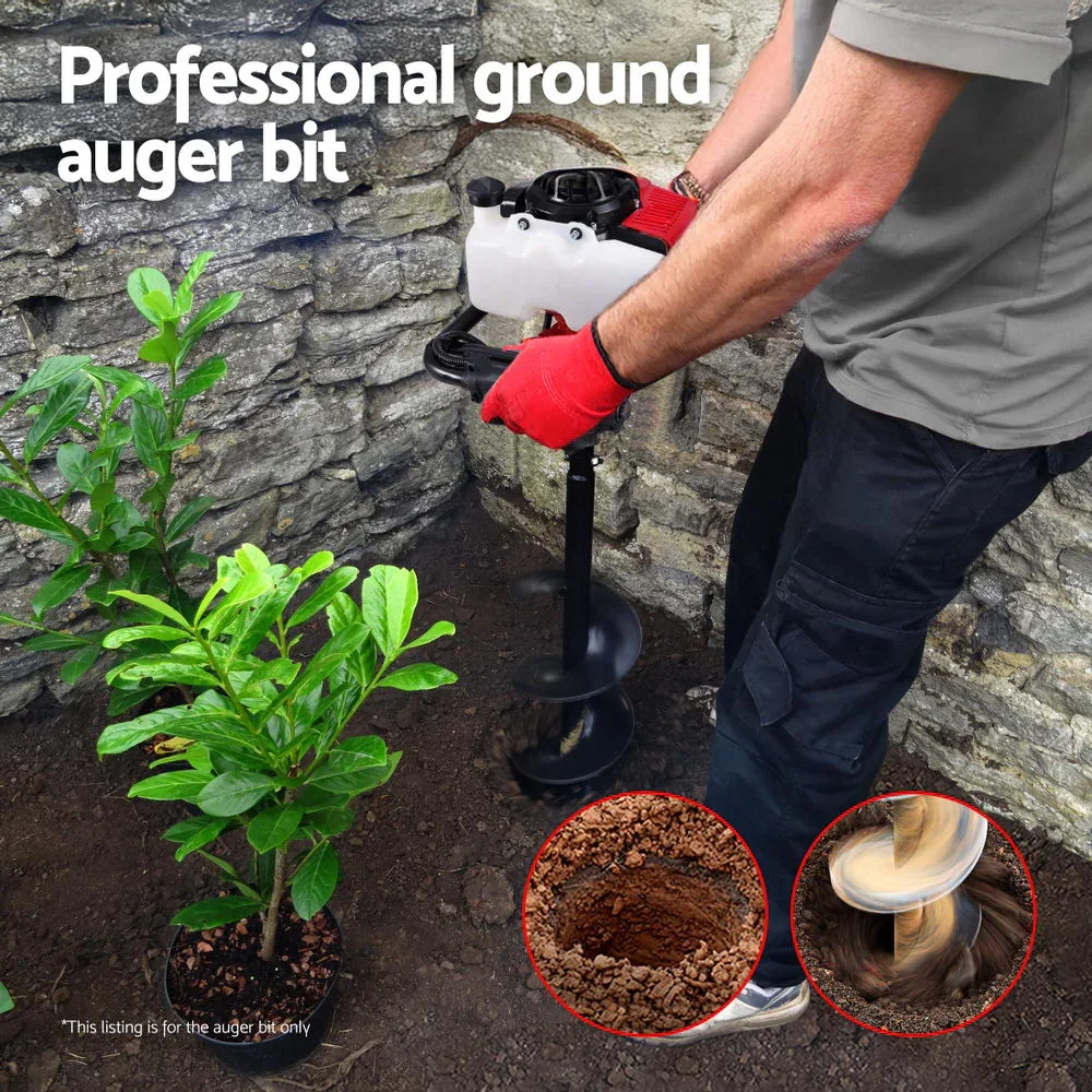 Post Hole Digger Auger Drill Bit Set 100mm 200mm 300mm Carbon Steel Black - Image 4