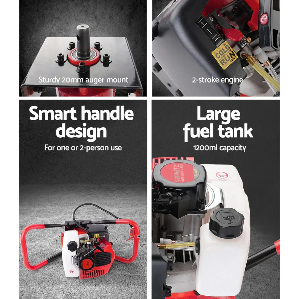 80CC Post Hole Digger Motor Only Petrol Engine Red - Image 6