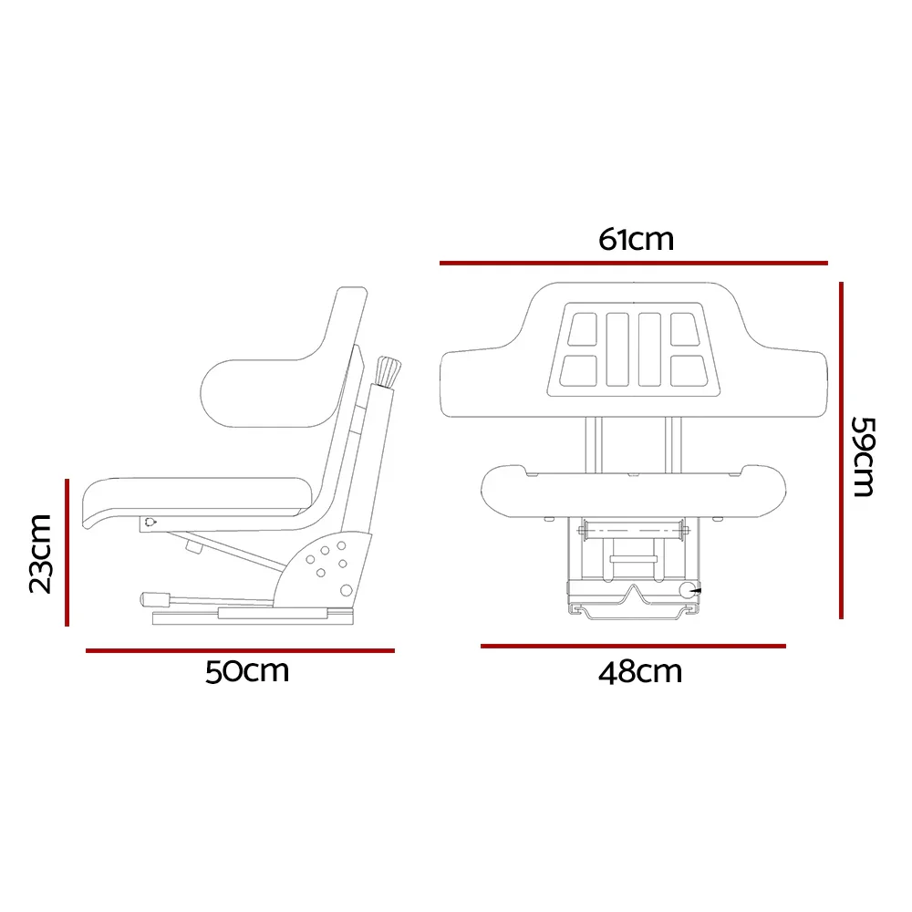 Tractor Seat Forklift Excavator Truck Universal Digger Chair PU Leather - Image 2