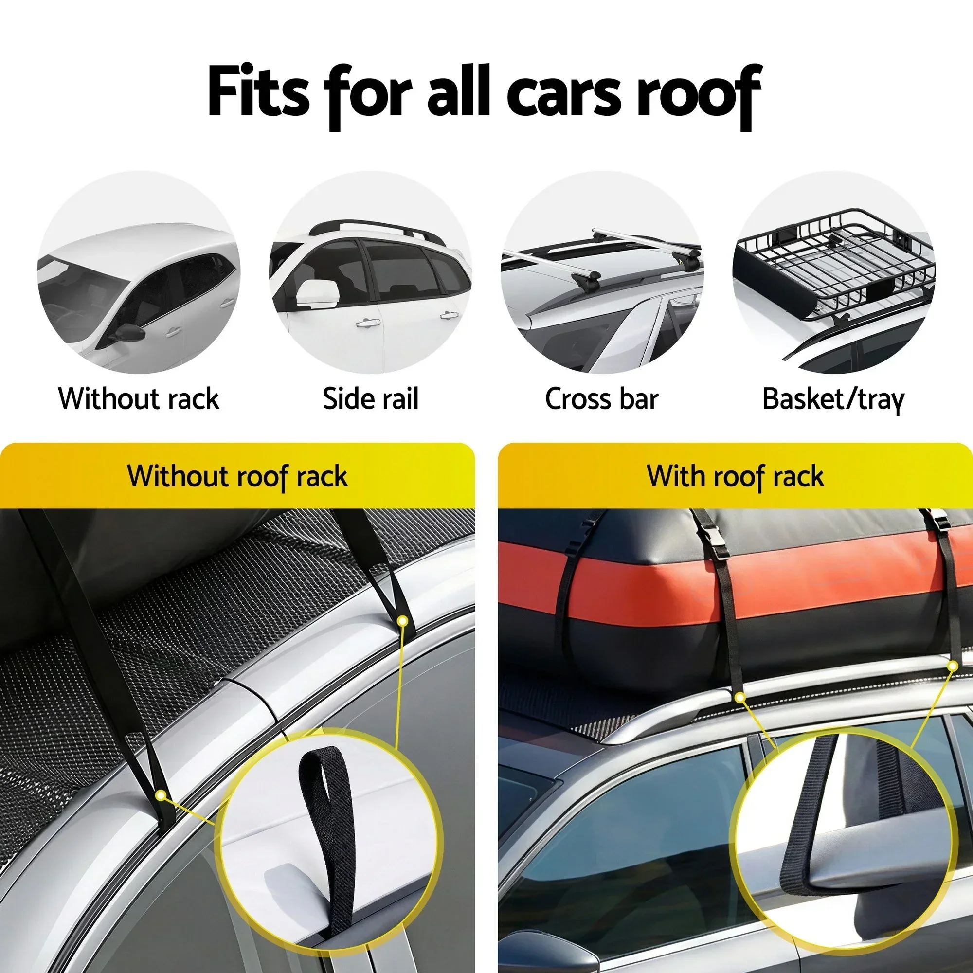 Roof Top Cargo Bag Waterproof Car Luggage Carrier 15 Cubic Ft Universal - Image 4