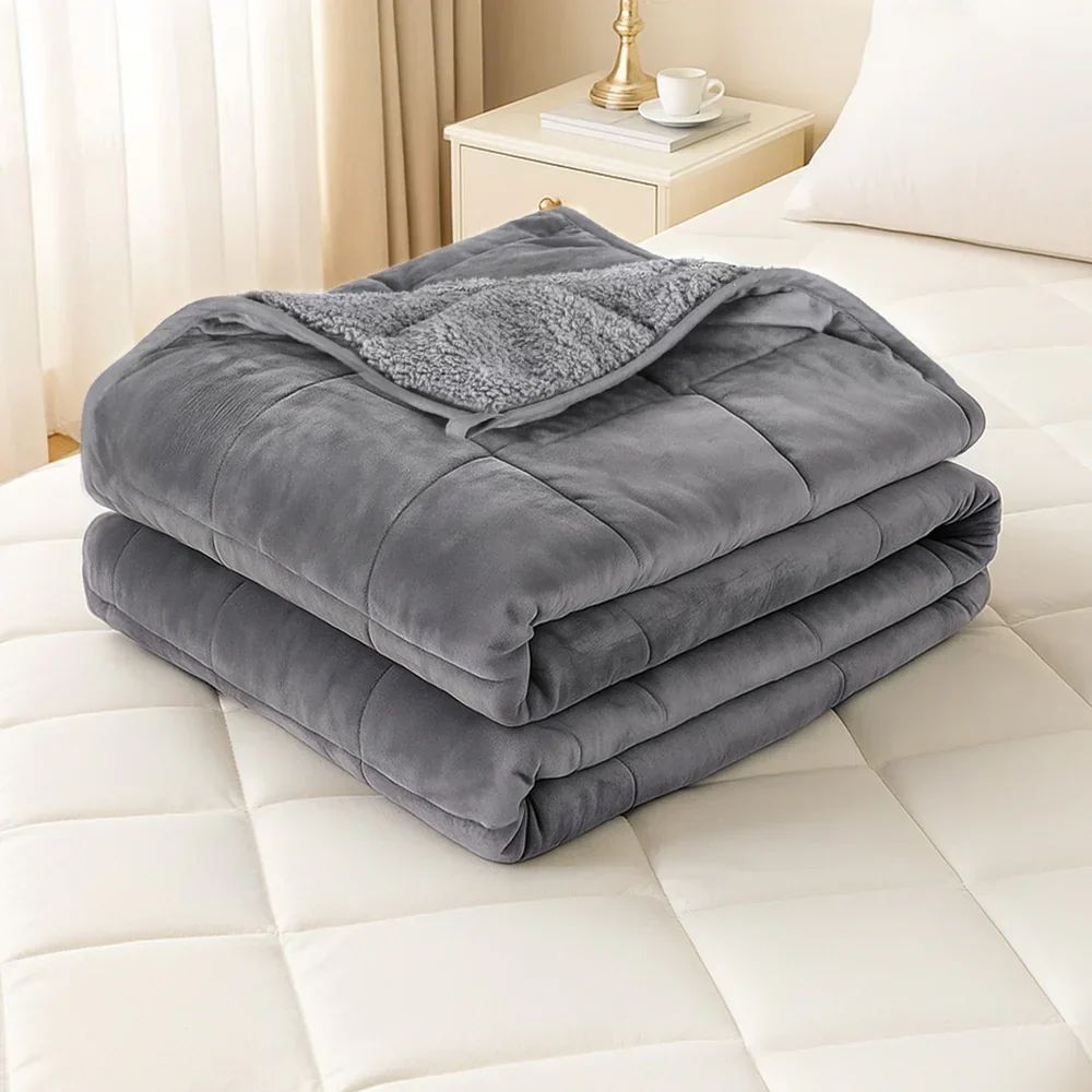11KG Weighted Blanket Adults Kid Anti Anxiety Gravity Blankets Sherpa Fleece - Image 7