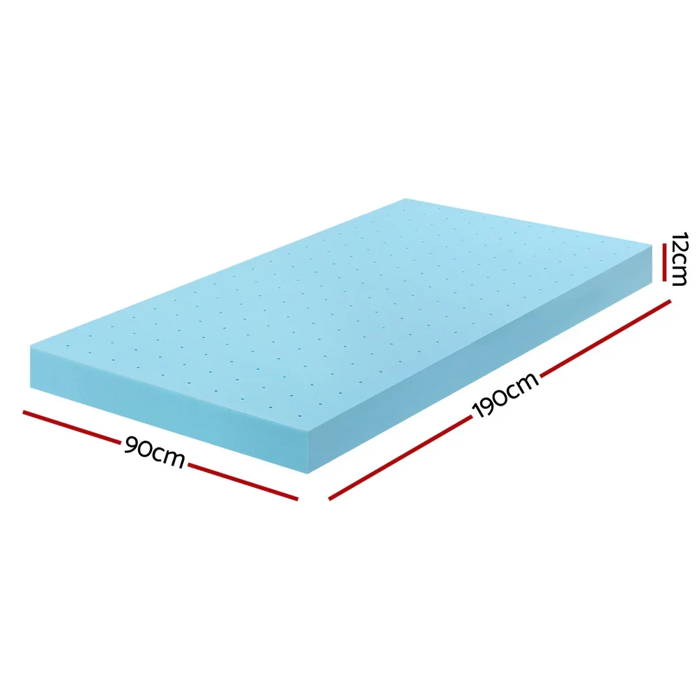 12cm Memory Foam Mattress Topper Ventilated Cool Gel Bamboo Cover Single - Image 5
