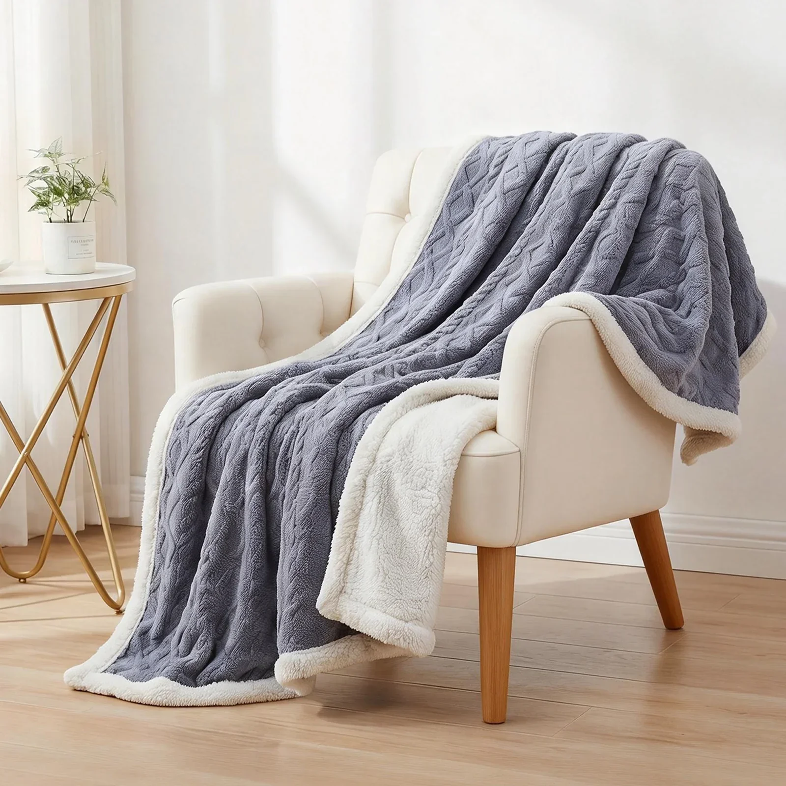 152x203cm Throw Blanket Double-Sided Fleece Lightweight For Sofa Couch Bed Queen - Image 2