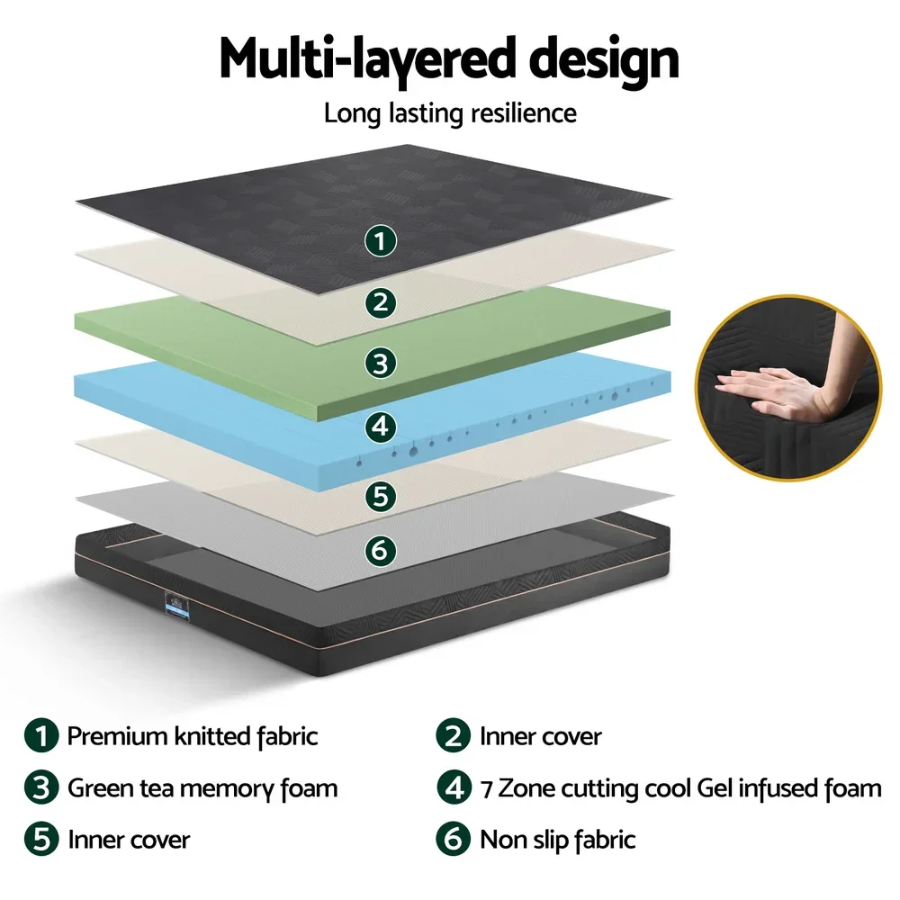 18cm Memory Foam Mattress Green Tea Foam Cool Gel Foam Mattresses Queen - Image 5