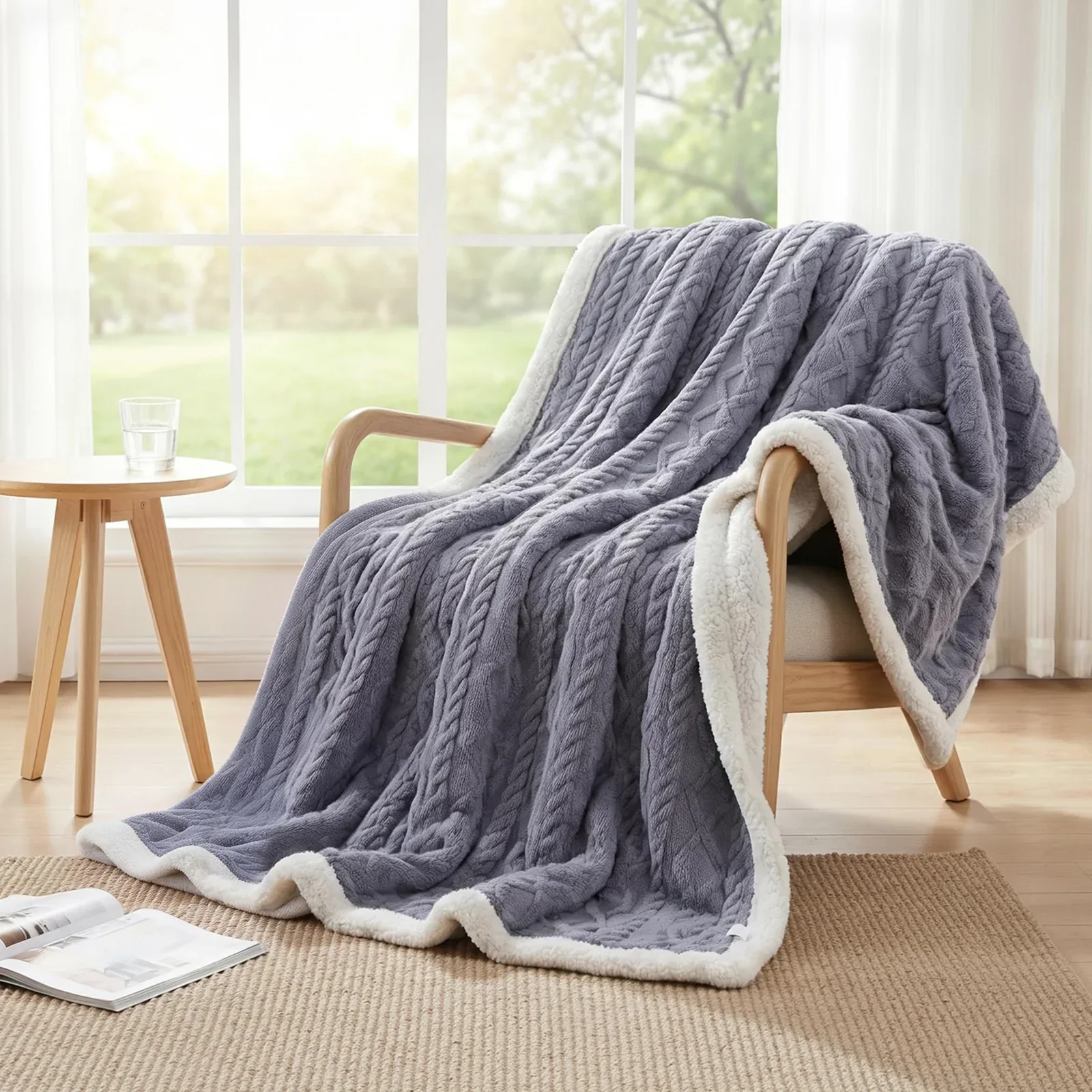 203x230cm Throw Blanket Double-Sided Fleece Lightweight For Sofa Couch Bed - Image 2